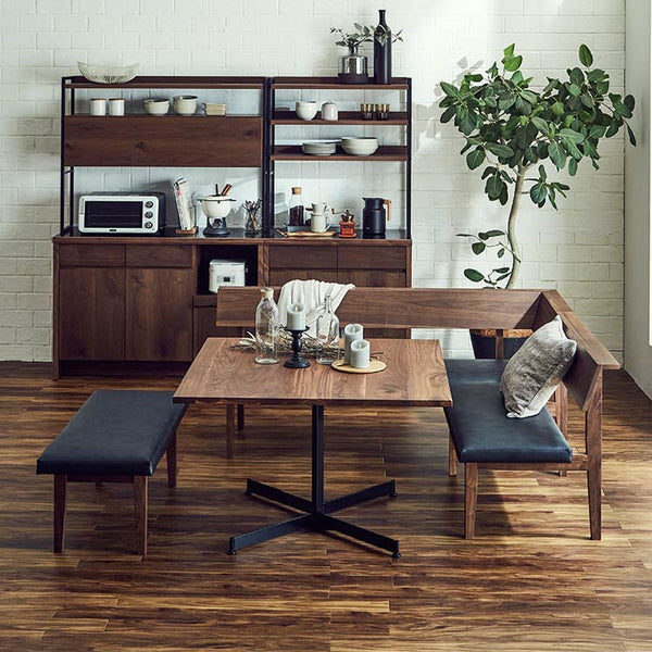 レイキⅡ リビングダイニングベンチ 肘あり #ウォールナット×ブラック #右肘