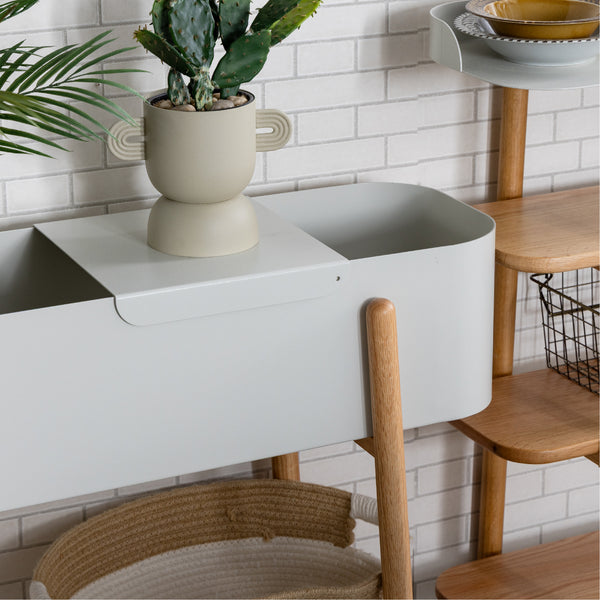 ボックス部分は粉体塗装仕上げなので、汚れがつきにくく、お手入れも簡単。 #グレー #幅90cm×2段