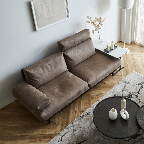 コスターナ　2.5人掛けソファ　幅178cm #PLT111 プラチナグレー×ET82 ロイヤルブラック #プライム レザーテックス