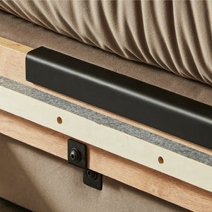 ベッドフレームとクッションは、<br> 専用金具でしっかり固定できる安定構造です。 #シングル #ベッドフレーム単体