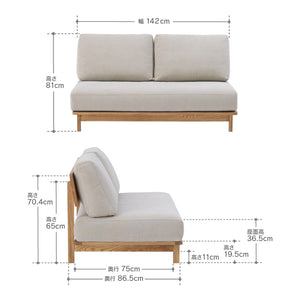 マナー④ 3人掛けソファ 幅200cm ファブリック #キャンバスアイボリー
