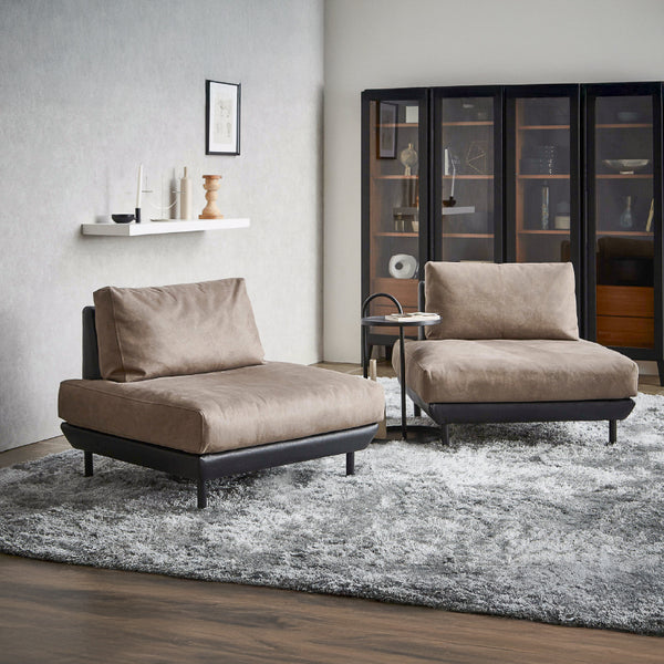 コスターナ　1人掛けソファ　幅90cm #PLT111 プラチナグレー×ET82 ロイヤルブラック（プライムレザーテックス）