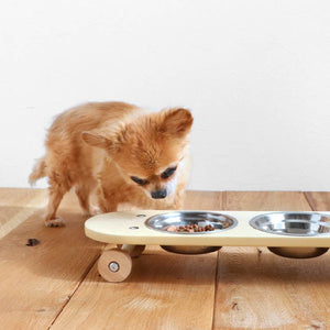 ＳＫ８プレート ペット用 スケボー風 エサ皿 #ナチュラル #小