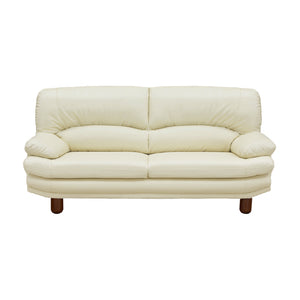 スイート⑧ 3人掛けソファ 幅185cm #ミルクホワイト/合皮 #丸型 ブラウン