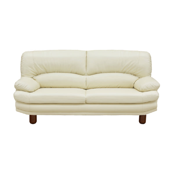 スイート⑧ 3人掛けソファ 幅185cm #ミルクホワイト/合皮 #丸型 ブラウン