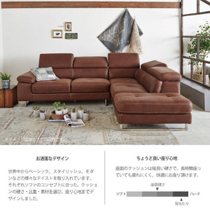 ロブスト 左カウチソファ 幅274cm #PLT111 プラチナグレー #プライム レザーテックス