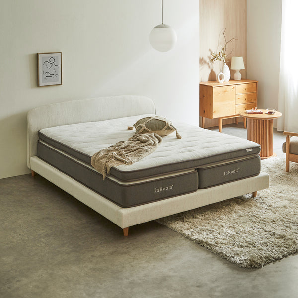 ポケットコイルは高密度の平行配列仕様で、体の動きに合わせてコイル同士が干渉することなく柔軟に対応します。※画像はクイーンサイズです。 #クイーンサイズ
