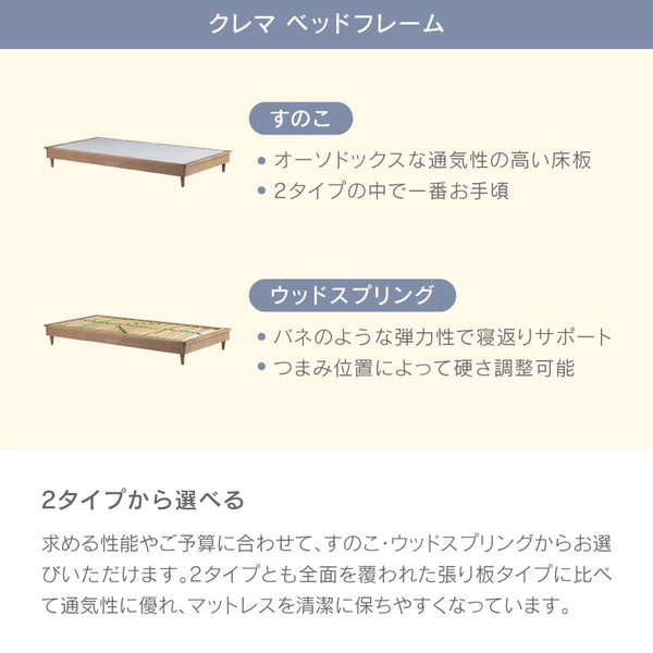 クレマ② ベッドマット セット ヘッドなし ノラリマットレス #シングル #スノコ #18�B