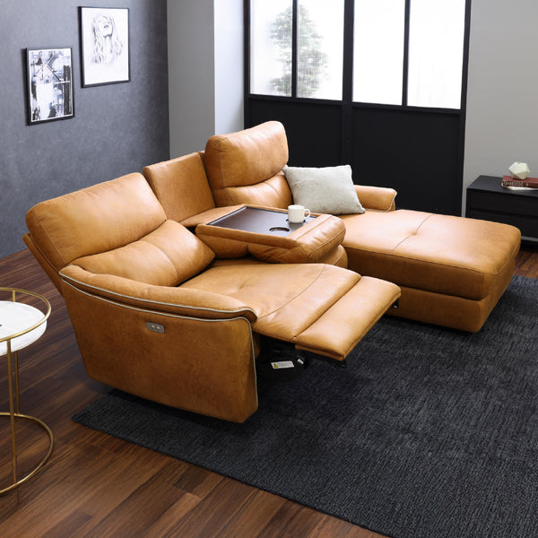 ※リクライニング機能は片側のみです。 #LT01 キャメル（レザーテックス アニリン）