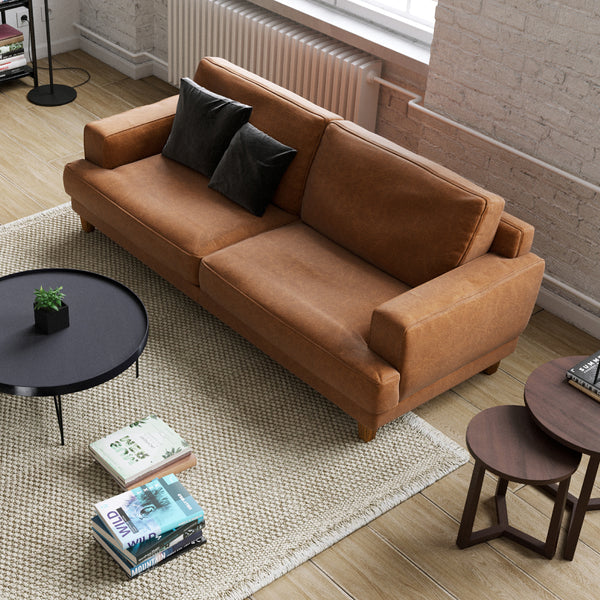 3人掛けソファ / SLT13オーカーブラウン #LT01 キャメル（レザーテックス アニリン）