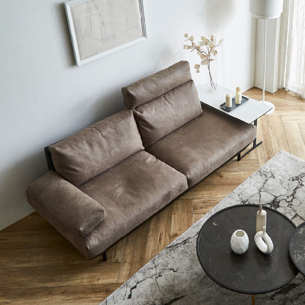 コスターナ　3人掛けソファ　幅198cm #PLT111 プラチナグレー×ET82 ロイヤルブラック（プライムレザーテックス）