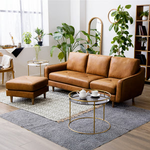 座面クッションを組み替えることで、カウチソファや３人掛け＋スツールとしてもお使いいただけます。 #PLT101 ブルースター #プライム レザーテックス