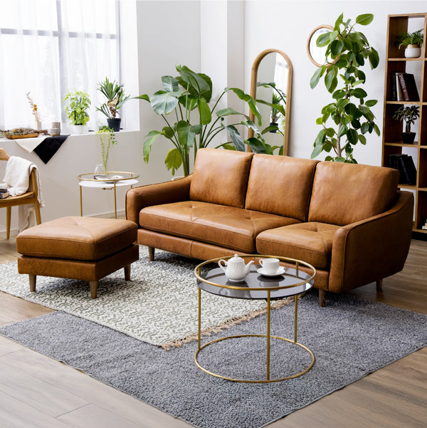 座面クッションを組み替えることで、カウチソファや３人掛け＋スツールとしてもお使いいただけます。 #PLT101 ブルースター #プライム レザーテックス