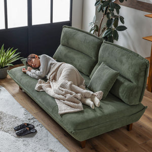 コンバ 1人掛け シェーズロング ソファ 背もたれ可動 クッション付 #グリーン
