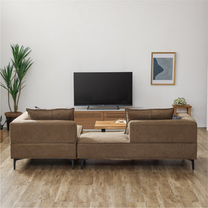 コモル カウチソファ 組み換え クッション付 お掃除ロボット対応 ファブリック #ダークグレー #左カウチ