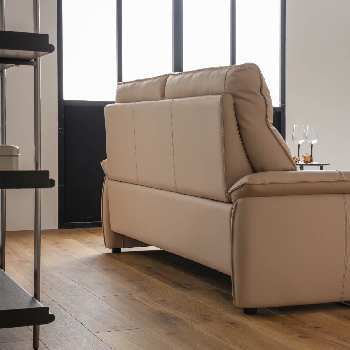 ルーシェ 3人掛けソファ 幅190cm レザーテックス