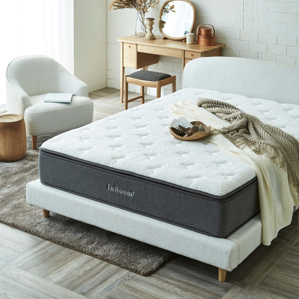 側面には針金を使用せずガードウレタンを採用し、マットレスを２つ並べた際に中央にも寝ることができます。※画像はダブルサイズです。 #シングルサイズ