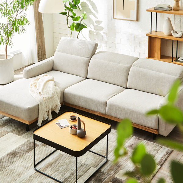 【別注】バレンナ　右カウチソファ　幅284cm #A48 ステングレー（ファブリックAランク） #木部ナチュラル