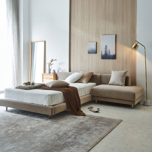 やわらかなベルベット調生地を纏った、 上品なベッドフレーム。 #シングルサイズ