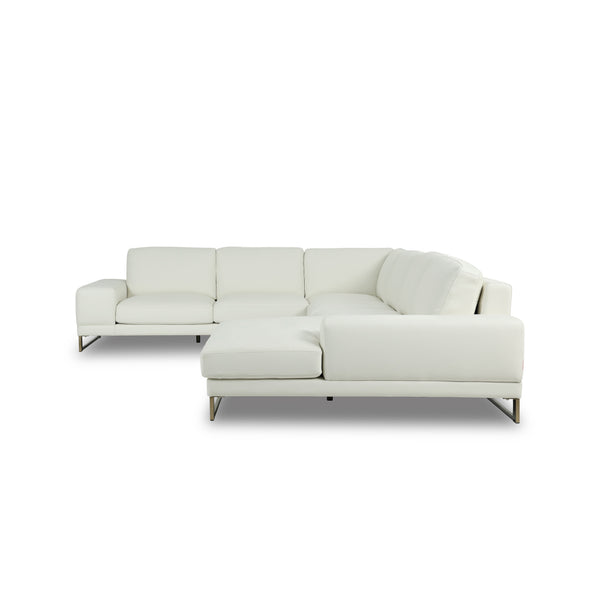 ラベンナLX　左コーナーソファ　幅377cm #SILT21 スノーホワイト（シルキーレザーテックス）