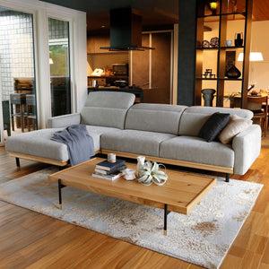 【別注】バレンナ　右カウチソファ　幅284cm #A48 ステングレー（ファブリックAランク） #木部ナチュラル