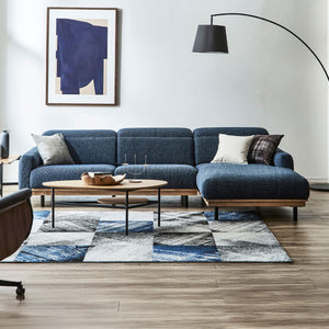 【別注】バレンナ　左カウチソファ　幅284cm #A41 カスタード（ファブリックAランク） #木部ブラウン