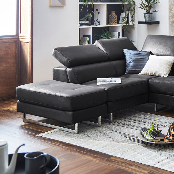 全体に施されたステッチが、上品で洗練された印象に。 #PLT112 ヨーロピアングレー #プライム レザーテックス #右カウチ