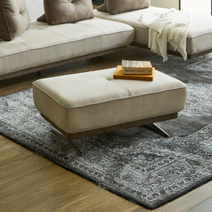 アルフレードオットマン #PLT111 プラチナグレー×PLT112 ヨーロピアングレー（プライムレザーテックス）