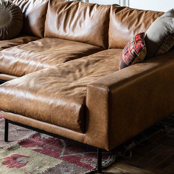 プルートソファ 右カウチ #オーカーブラウン（スーパーレザーテックス）