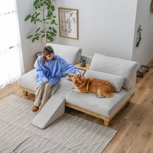 フラッフィル 3人掛けソファ 幅184cm スロープ付 ペット対応 カバーリング #ストーンホワイト