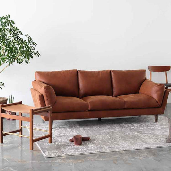 リーケ 3人掛けソファ スーパーレザーテックス #アーモンドブラウン
