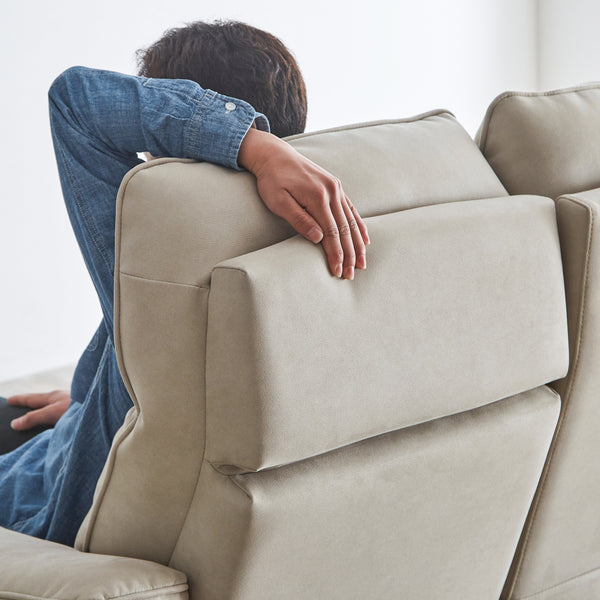 マニー　3人掛けソファ　幅197cm #プラチナグレー（プライムレザーテックス）