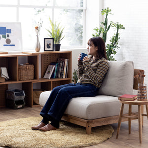 マナー④ 1.5人掛けソファ 幅100cm ファブリック #キャンバスアイボリー