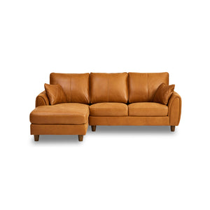 ヘンリー　右カウチソファ　幅218cm #LT01 キャメル（レザーテックス アニリン）