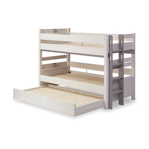 ラフォーレ④ 3段ベッド 耐荷重500kg 上下分割可能 スノコ仕様 #ホワイト×ウォームグレー #幅185㎝