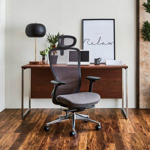 A03-E オフィスチェア  肘有 ヘッド有 #フレーム：ブラック / 座：オフブラック