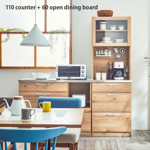 リンツⅡ カウンター #ナチュラル #ハンドル：ブラック #幅110cm