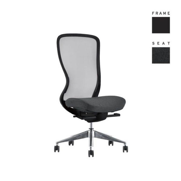 A03-E オフィスチェア 肘無 ヘッド無 #フレーム：ブラック / 座：オフブラック #肘なし