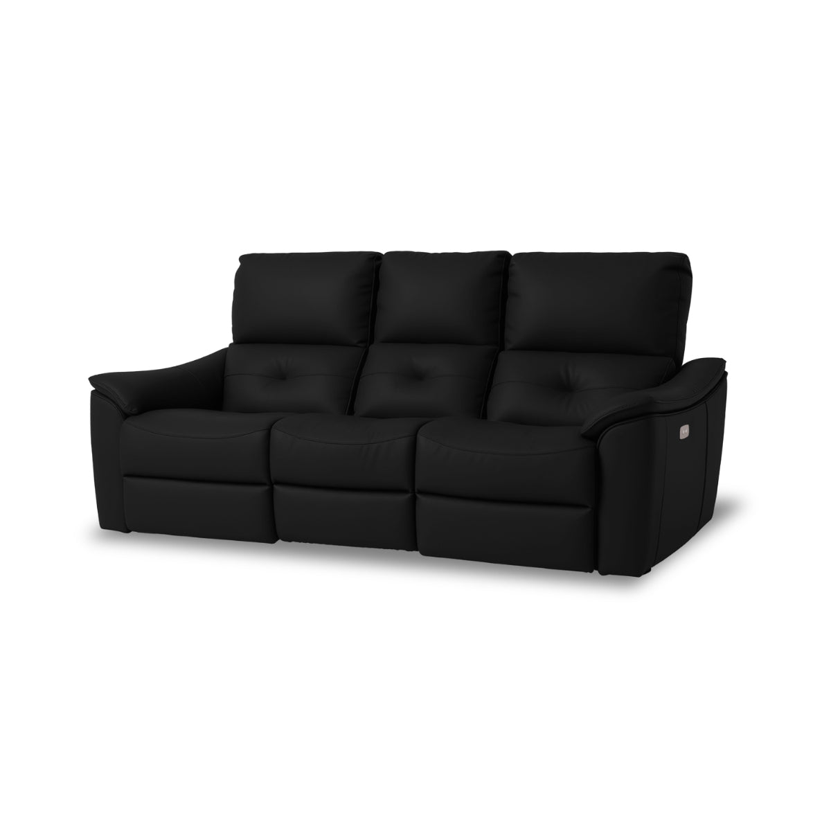 T*M様 黒いレザー リクライニングソファ 3人掛け両電動リクライニングソファ 厚革(一部合成皮革)タイプ