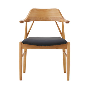 ロジャーⅢ ダイニングチェア ちょい肘 #オーク色/合皮ブラック