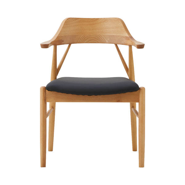 ロジャーⅢ ダイニングチェア ちょい肘 #オーク色/合皮ブラック