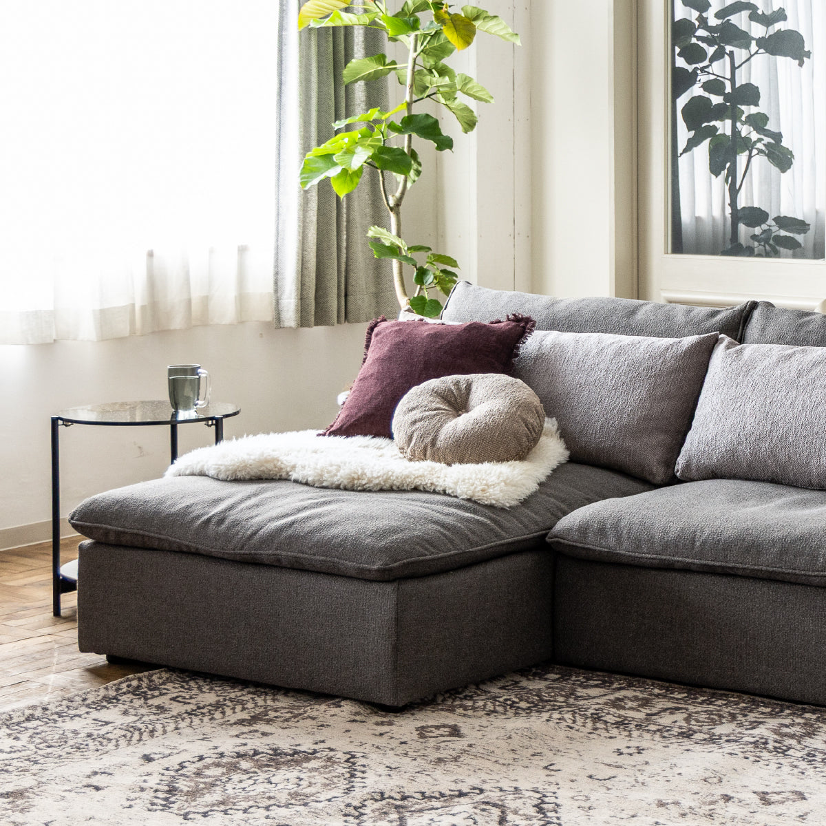 オフトソファ シェーズ GRAチャコールグレー/TIMベージュ | 家具