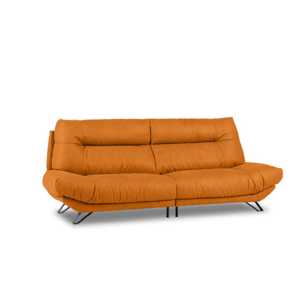 ブルネロ　3人掛けワイドソファS　幅228cm #PLT105 クロムオレンジ（プライムレザーテックス）