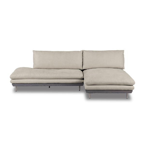 コルディナ　カウチソファ　幅254cm #PLT111 プラチナグレー（プライムレザーテックス） #左カウチ