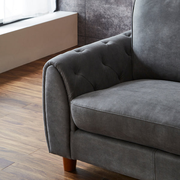 ステッチと絞りを効かせた上品な肘部分に木脚を組み合わせるすることで、スタイリッシュな空間を演出。 #LT01 キャメル（レザーテックス アニリン）