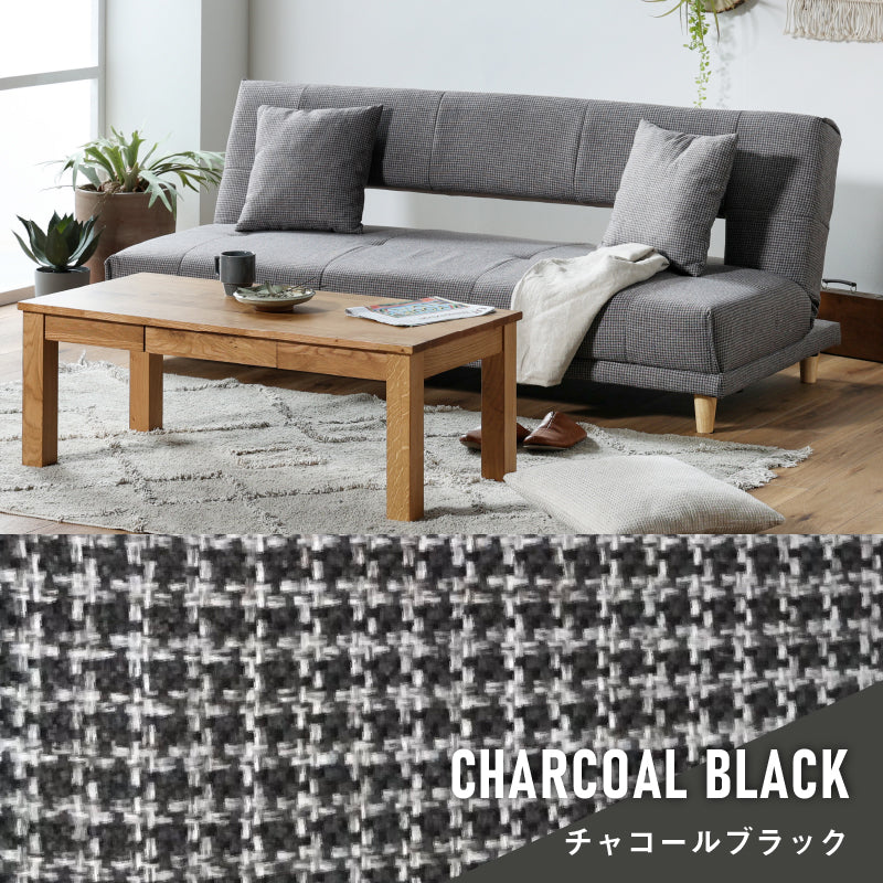 ソファーベッド 幅190cm ブラック 3段階 リクライニング クッション2個 ソファーベッド 幅190cm ブラック 3段階 リクライニング