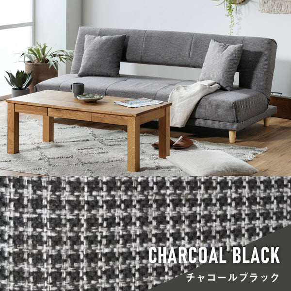 アーク ソファベッド 幅184cm リクライニング クッション付 ファブリック #チャコールブラック