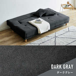 アーク ソファベッド 幅184cm リクライニング クッション付 ファブリック #チャコールブラック