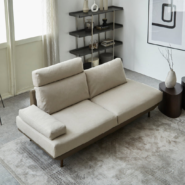 コスターナ　3人掛けソファ　ブロンズゴールド脚　幅198cm #PLT111 プラチナグレー×FLT02 シャドーグレージュ