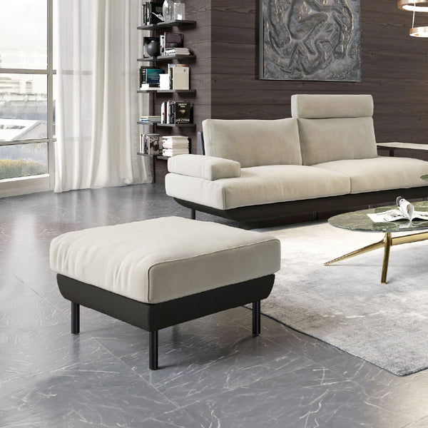 コスターナ　オットマン　幅72cm #PLT112 ヨーロピアングレー×ET82 ロイヤルブラック（プライムレザーテックス）